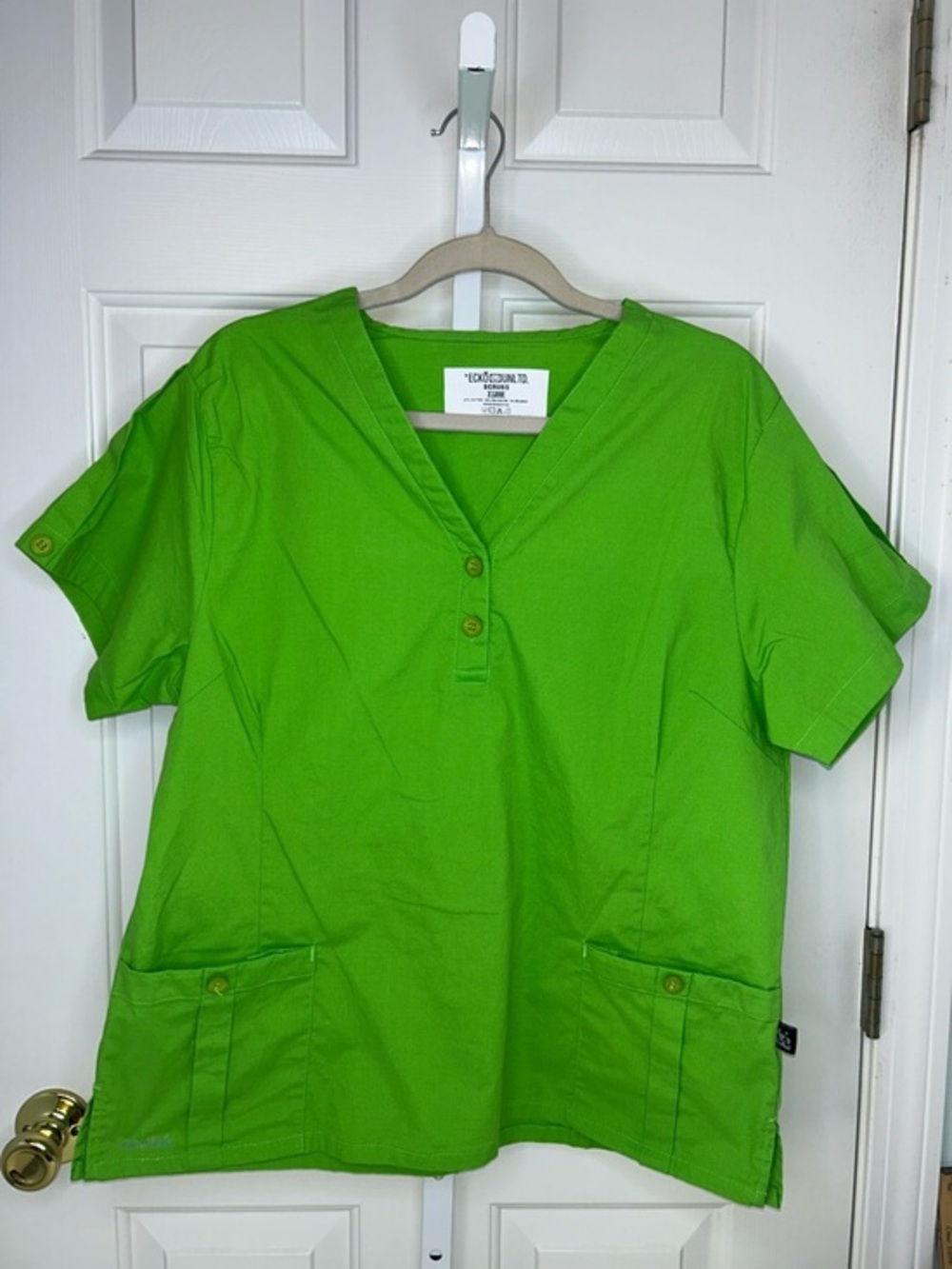 Ecko Unlimited Lime Green Short Sleeve V-Neck Scrub Top